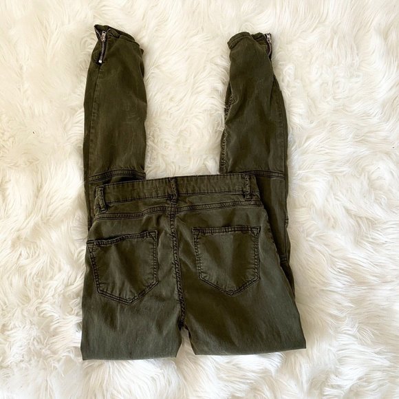 Zara  woman lyocel blend army green skinny pants - Picture 9 of 10